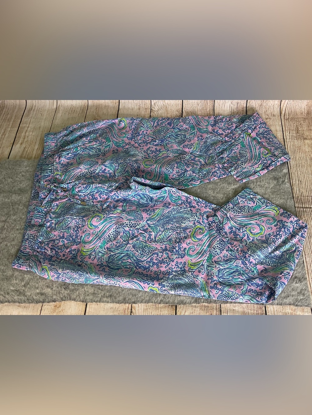 Lilly Pulitzer Pastel Paisley 100% Linen Pants Size XL
